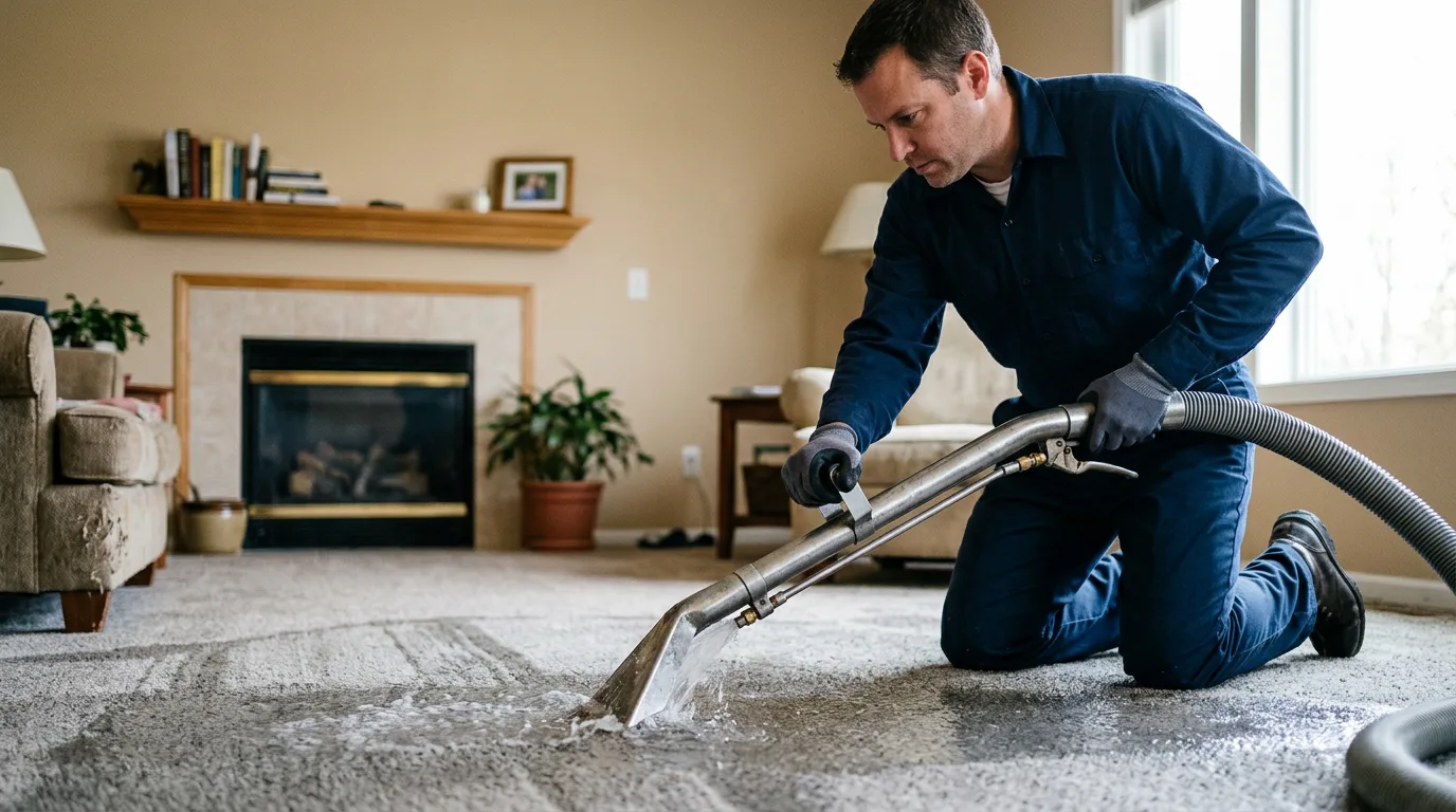 Water damage restoration technician working near Carmel, ME